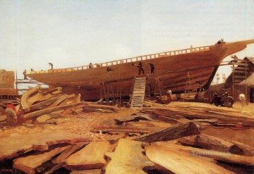 ウィンスロー・ホーマー Painting - グロスターでの造船 リアリズム海洋画家ウィンスロー・ホーマー